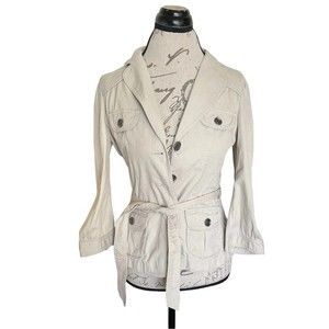 Loft Womens Jacket Beige Y2K Crop Dressy Size Small Petites 90's Clueless Button